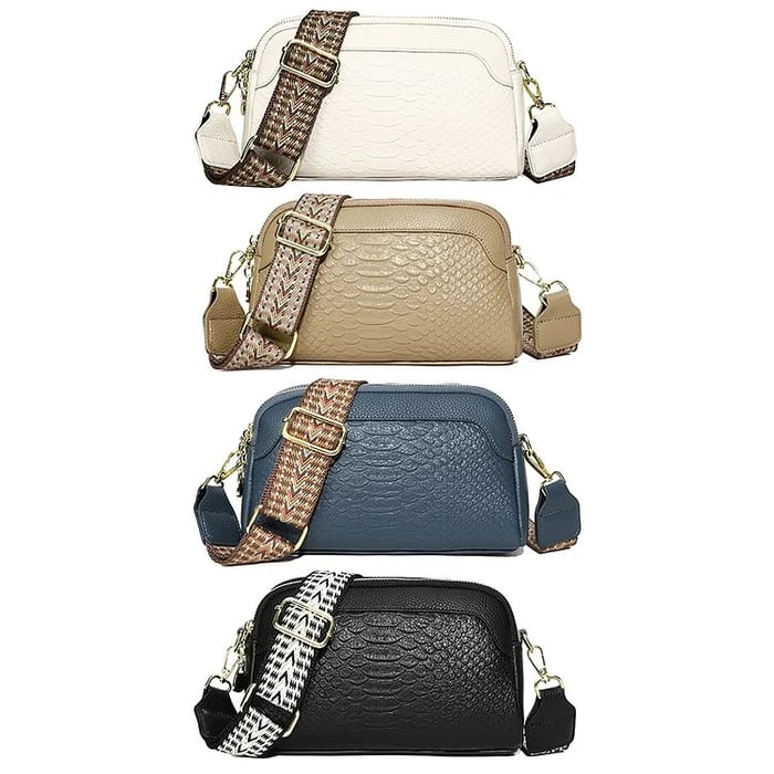 Olivia Elegant Allure | Croc-Pattern Mini Crossbody Bag
