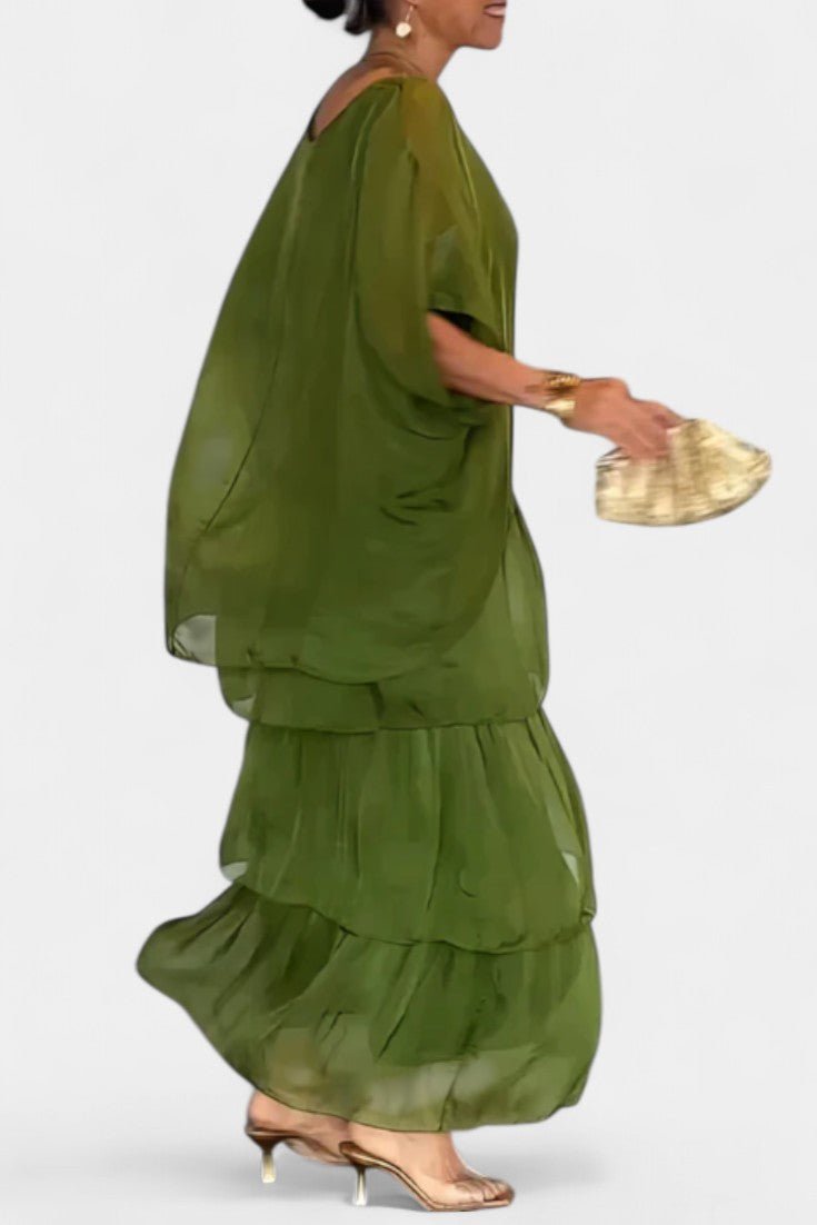 Caroline | Tiered Batwing Maxi Dress
