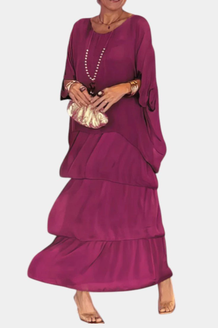 Caroline | Tiered Batwing Maxi Dress