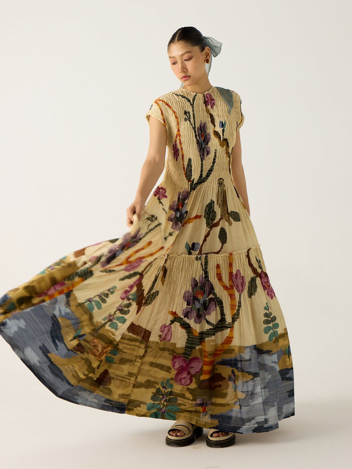 Clara | Pleated Print Maxi Dress