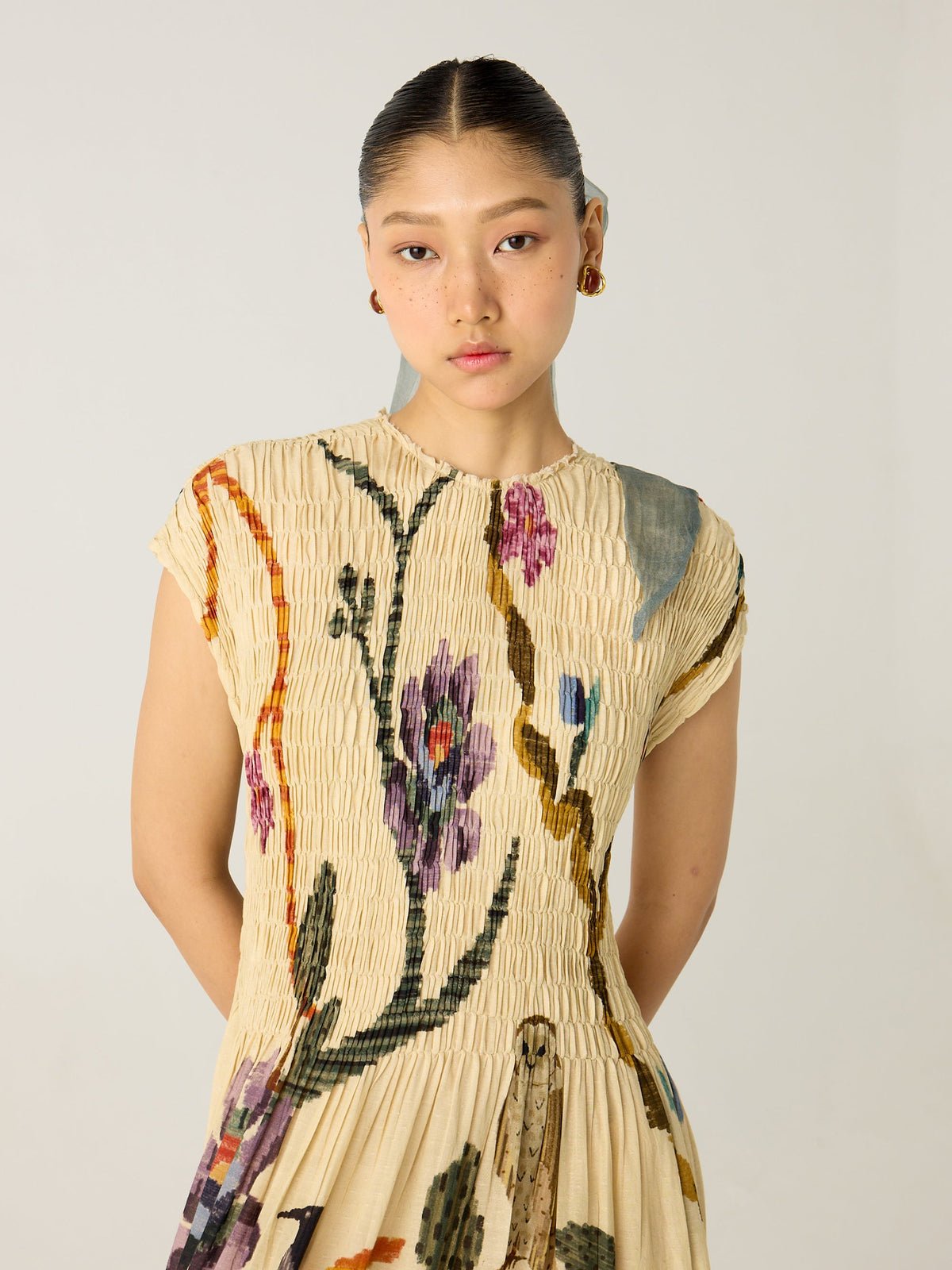 Clara | Pleated Print Maxi Dress
