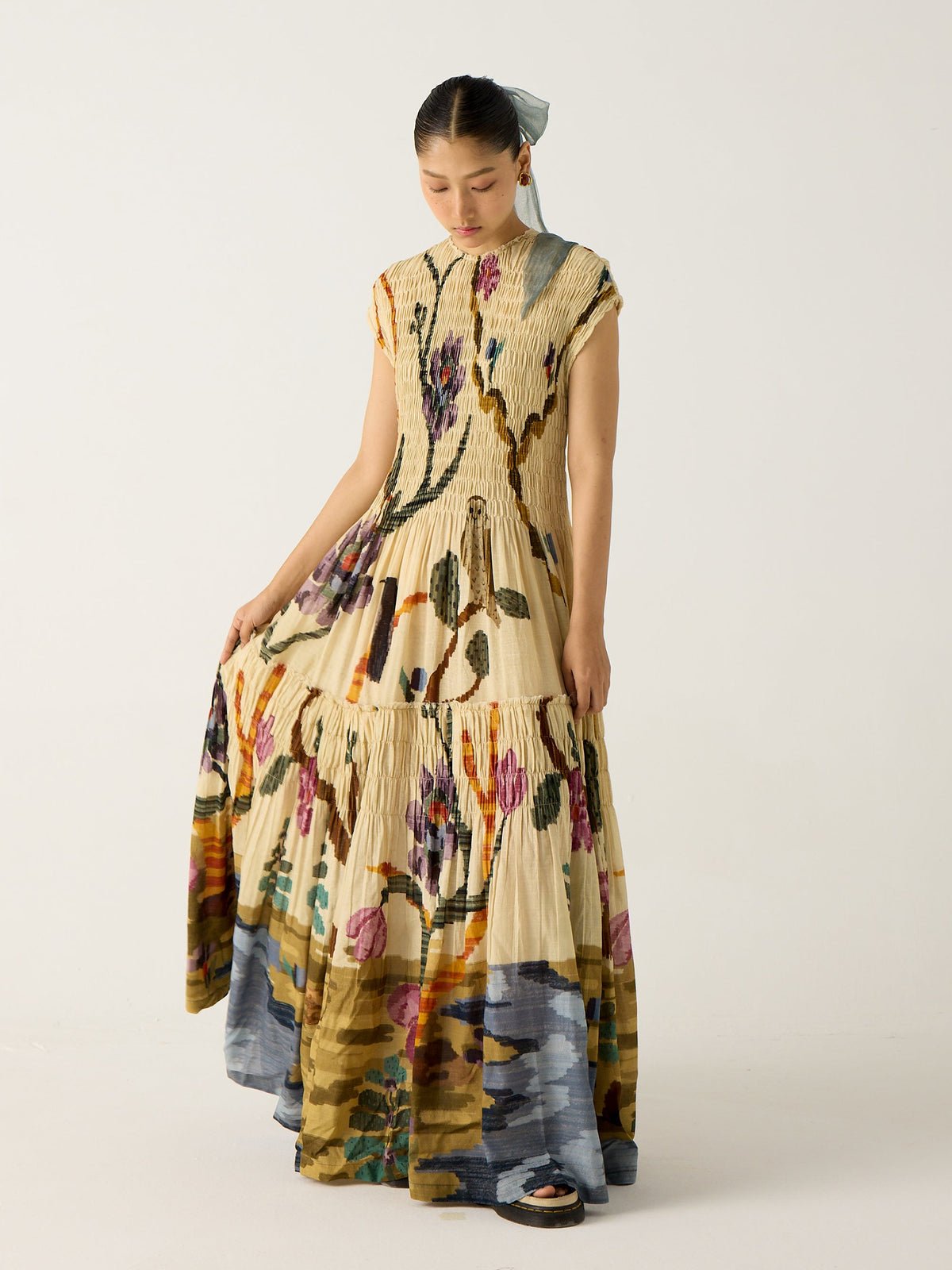 Clara | Pleated Print Maxi Dress