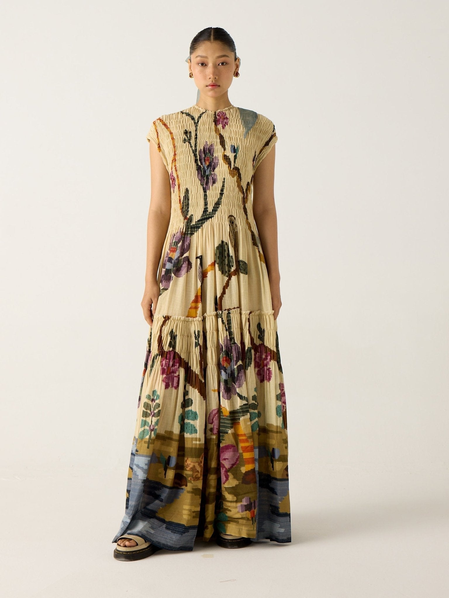 Clara | Pleated Print Maxi Dress