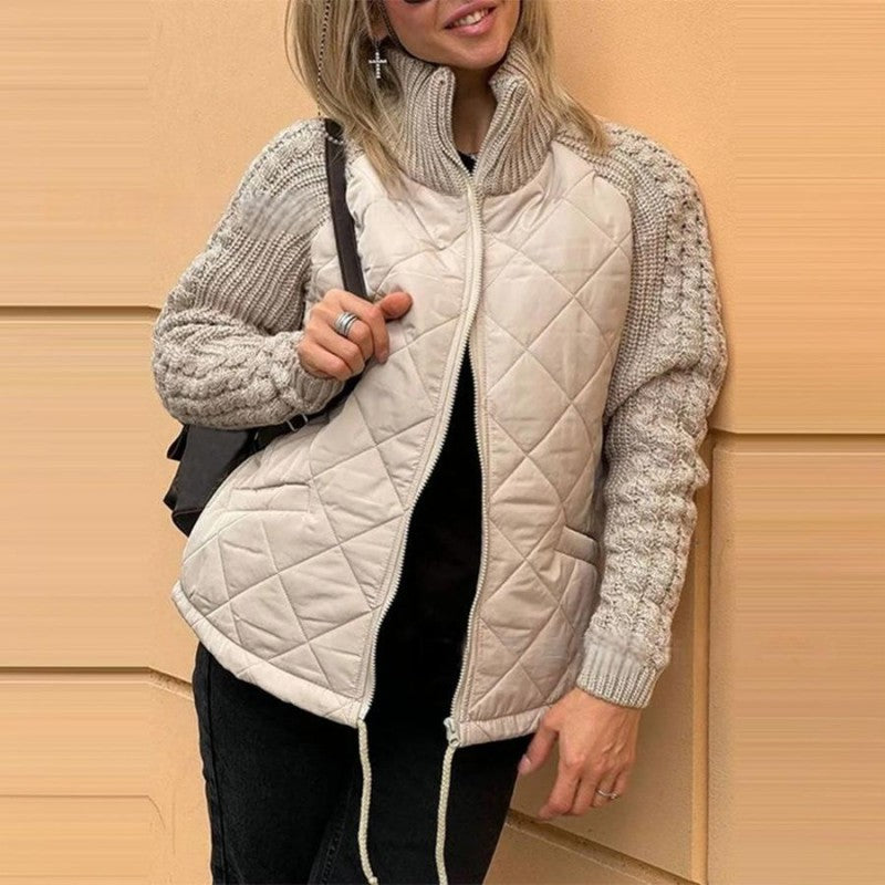 Retta - Casual Single-Color Patchwork Jacket