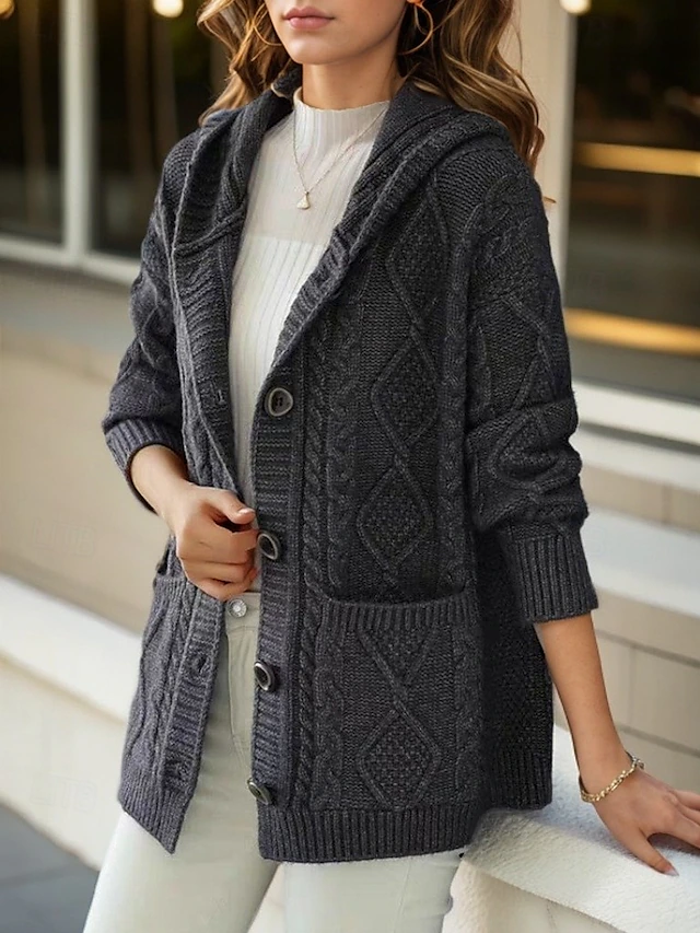 Lina - Elegant Diamond Stitch Cardigan