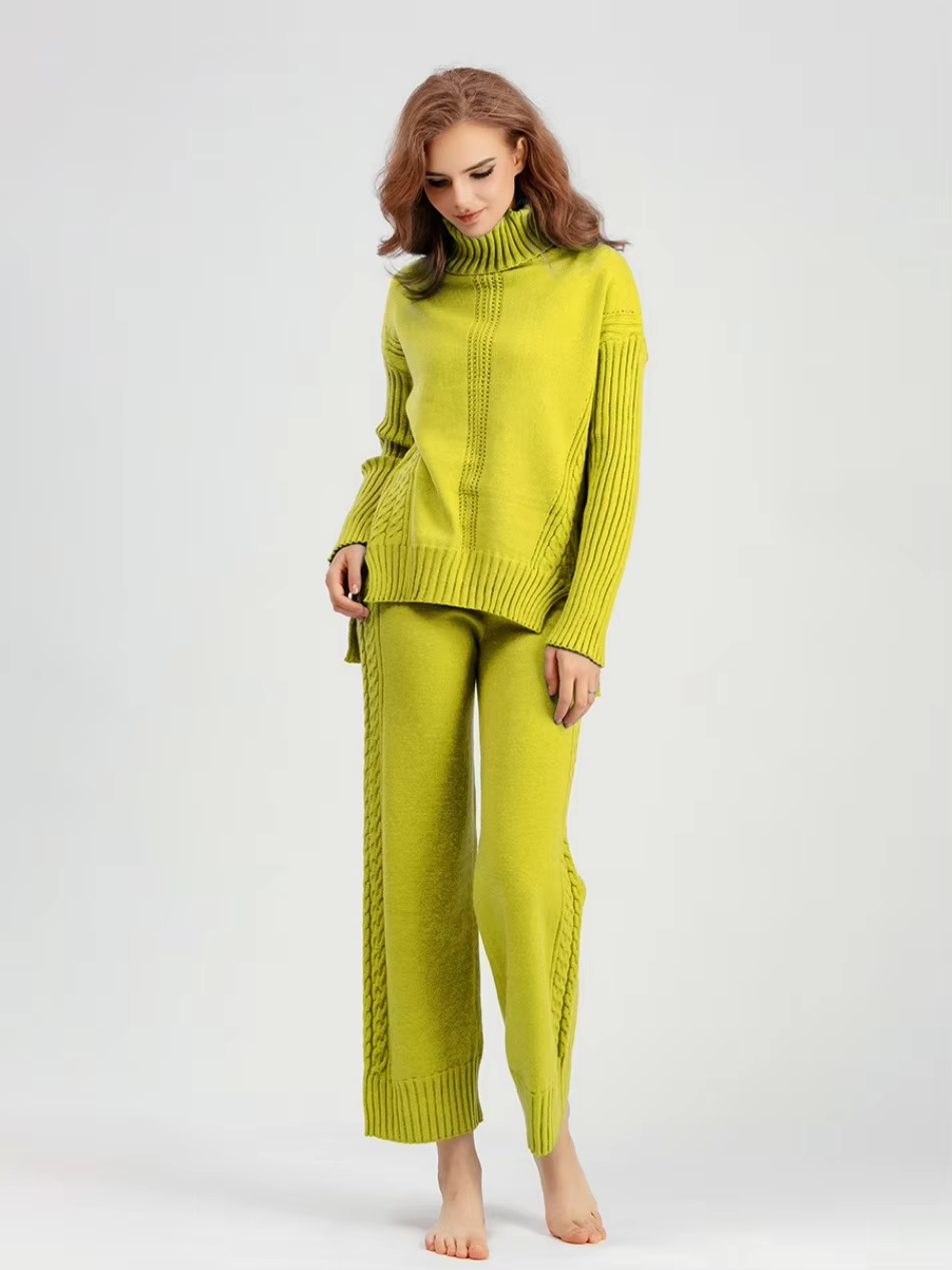 Illia - Stylish High-neck Pullover Sweater with Loose Pants Set