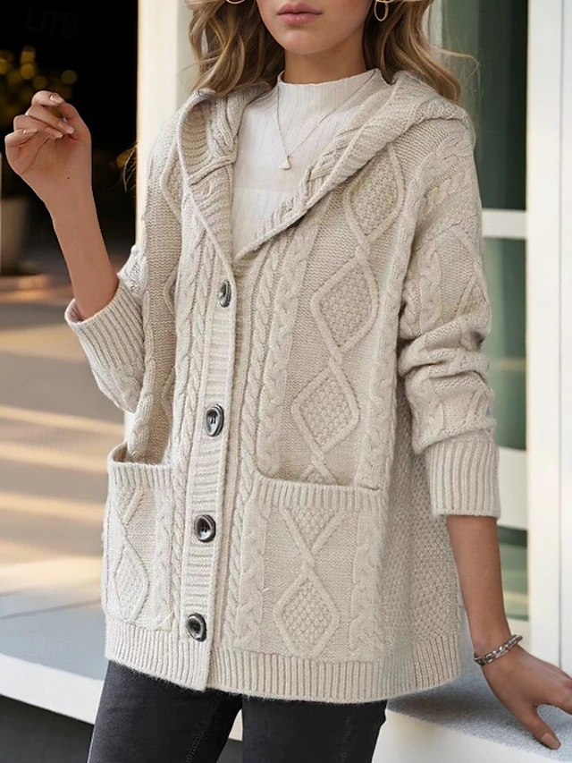 Lina - Elegant Diamond Stitch Cardigan