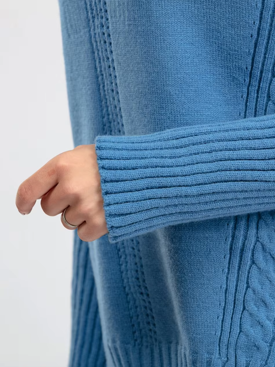 Illia - Stylish High-neck Pullover Sweater with Loose Pants Set