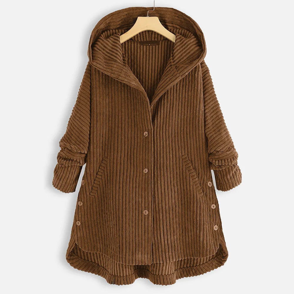 Aria - Comfortable Ribbed Hooded Coat