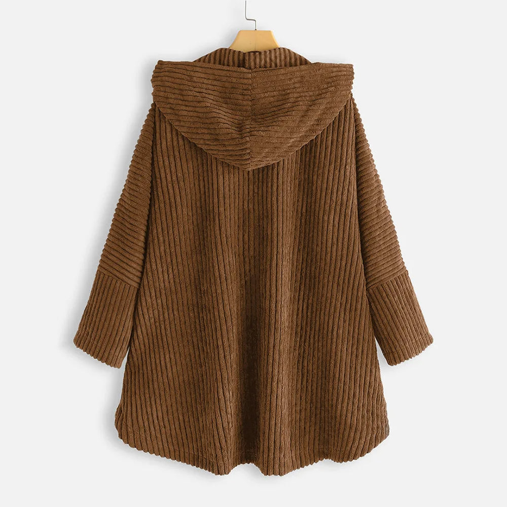 Aria - Comfortable Ribbed Hooded Coat