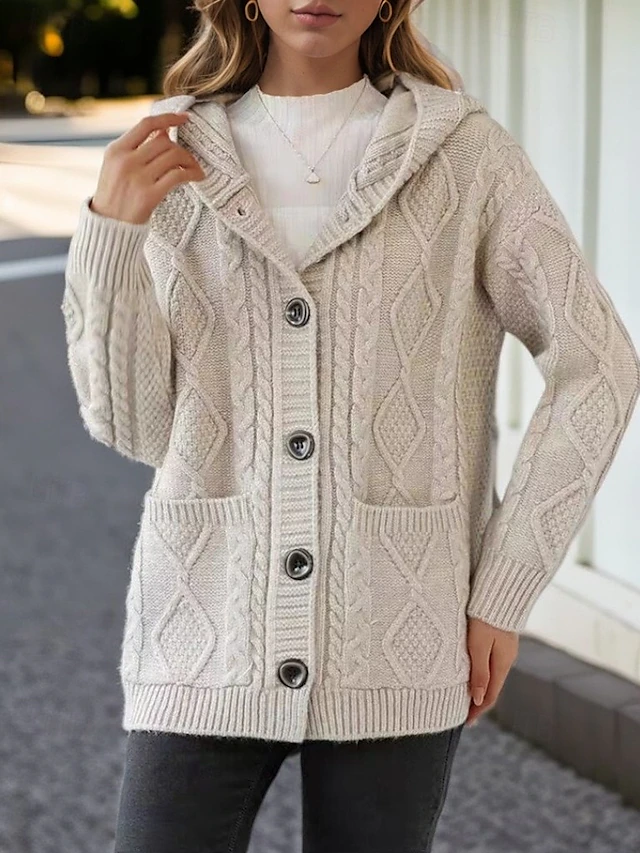 Lina - Elegant Diamond Stitch Cardigan