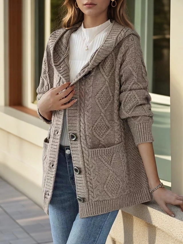 Lina - Elegant Diamond Stitch Cardigan