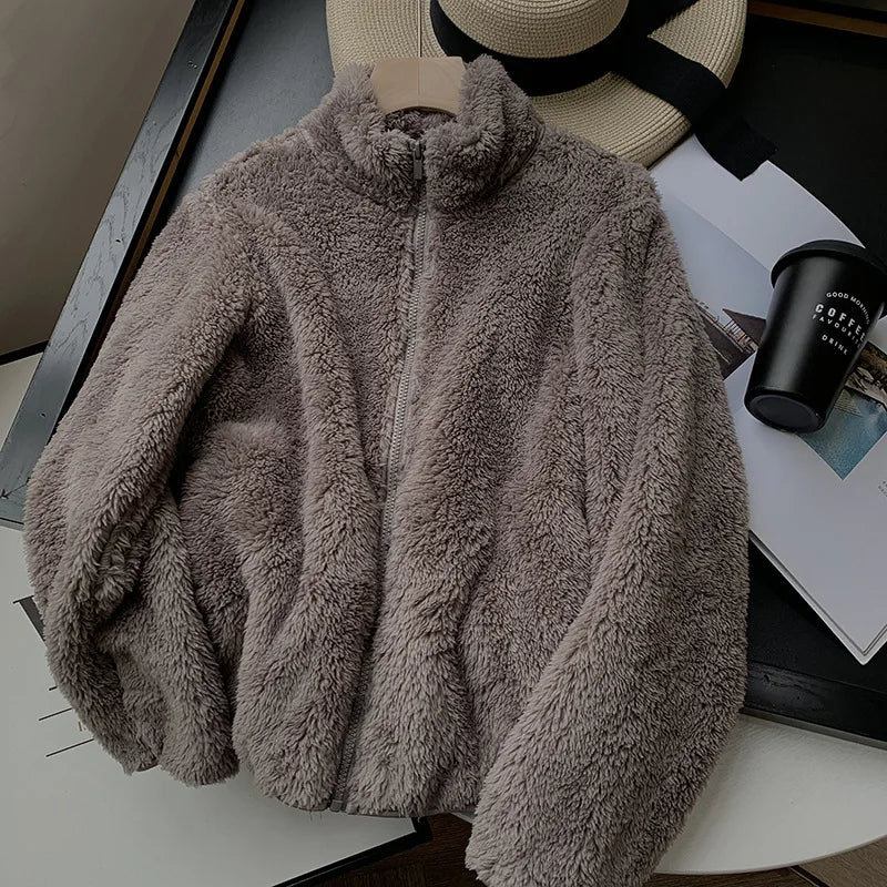 Riley - Cozy Teddy Coat With Zipper