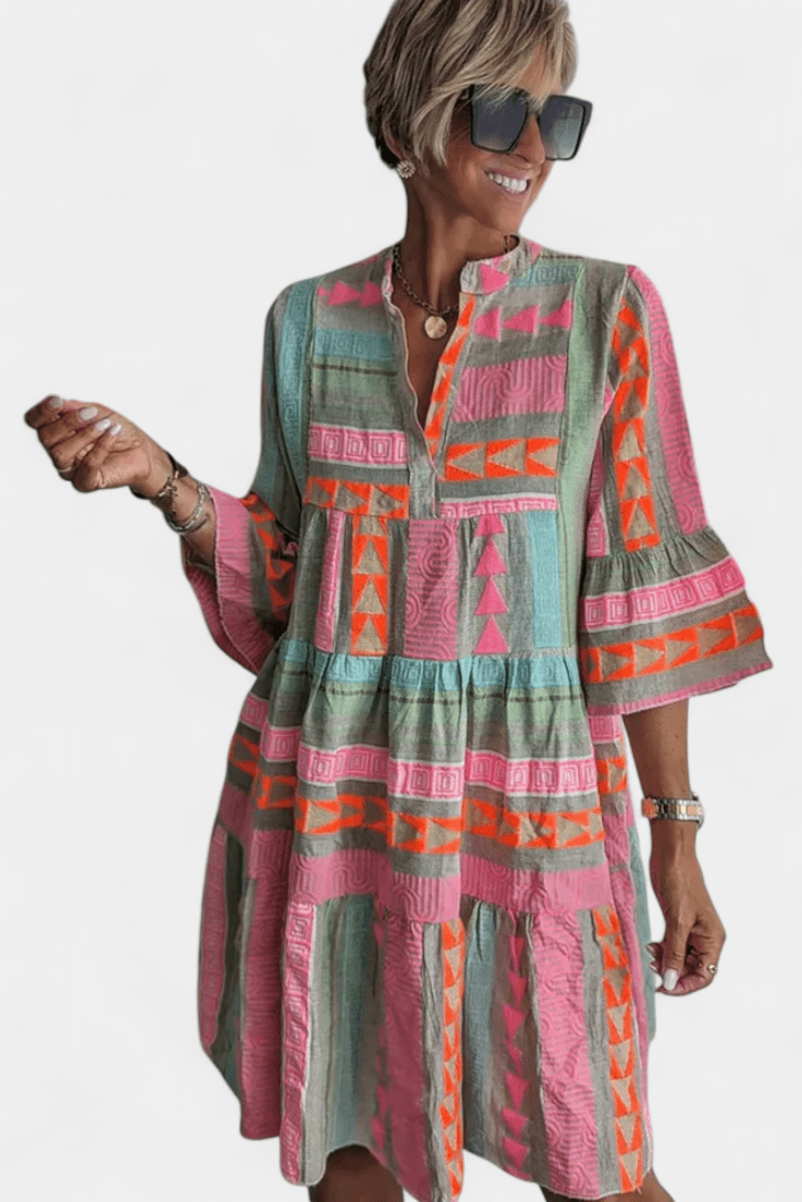Gina | Embroidered Boho Mini Dress