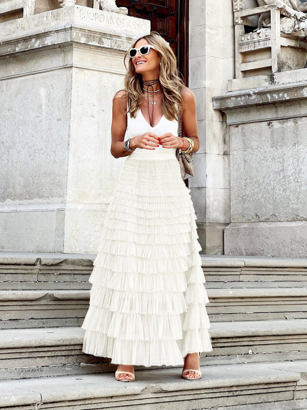 Layered Tulle Long Skirt