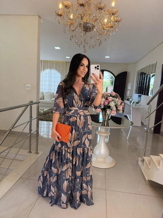 CLAUDIA | Floral Maxi Dress with Comfortable Fit for Elegant Days