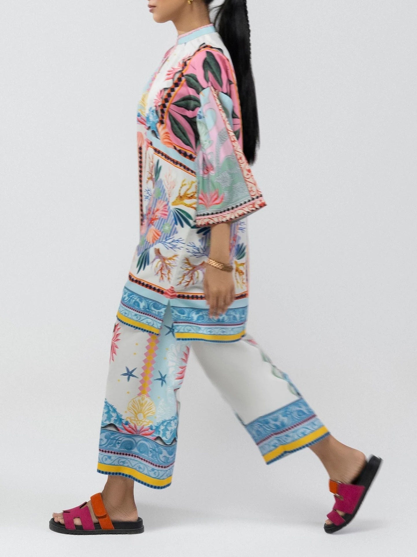 Ocean-Inspired Colorful Exotic Prints Co-ord Set