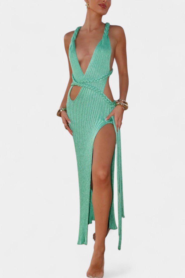 Jamie | Knit Maxi Dress with Cable Waist Detail