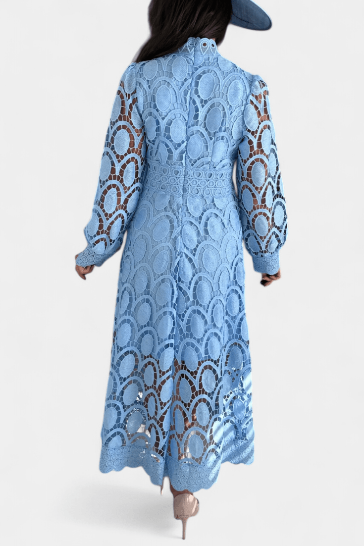 Jovie | Embroidered Lace High-Neck Midi Dress