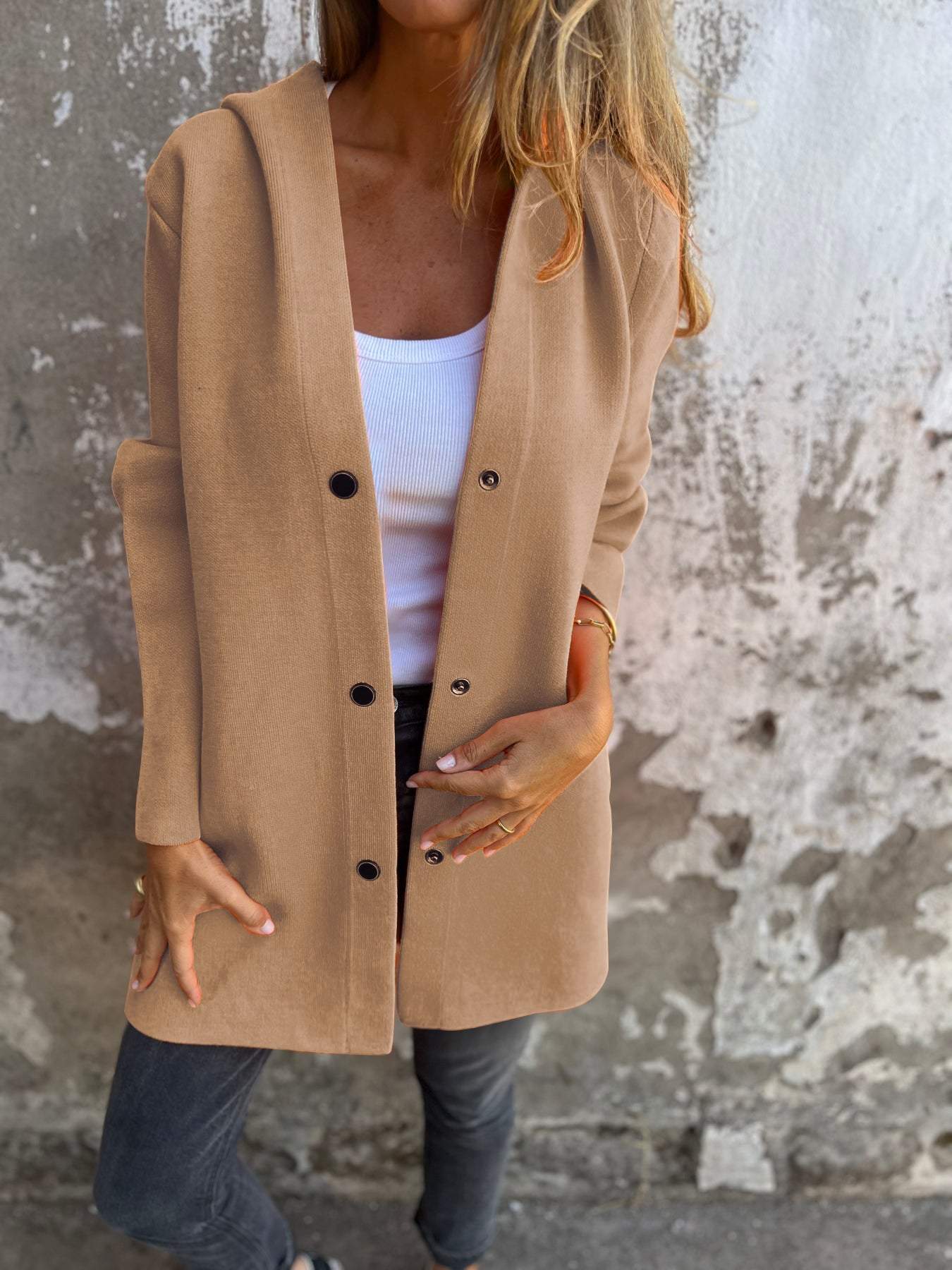 Scarlett - Casual Single Breasted Hoodie Jacket