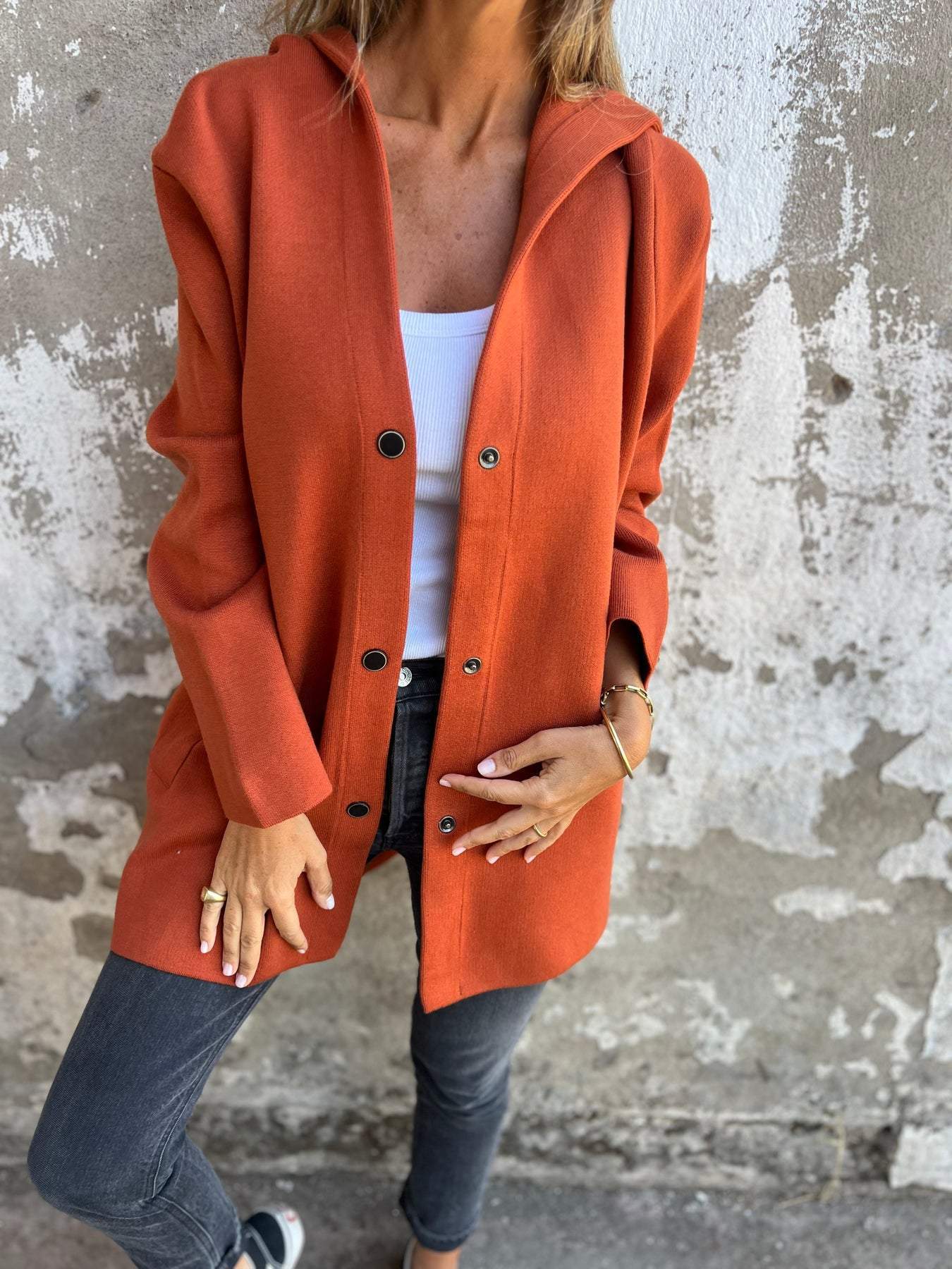 Scarlett - Casual Single Breasted Hoodie Jacket