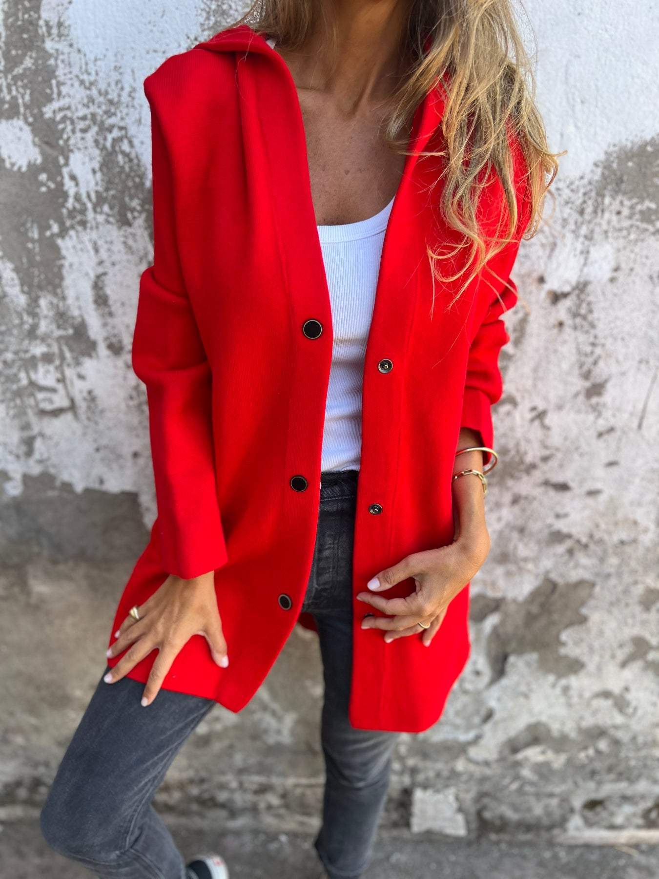 Scarlett - Casual Single Breasted Hoodie Jacket