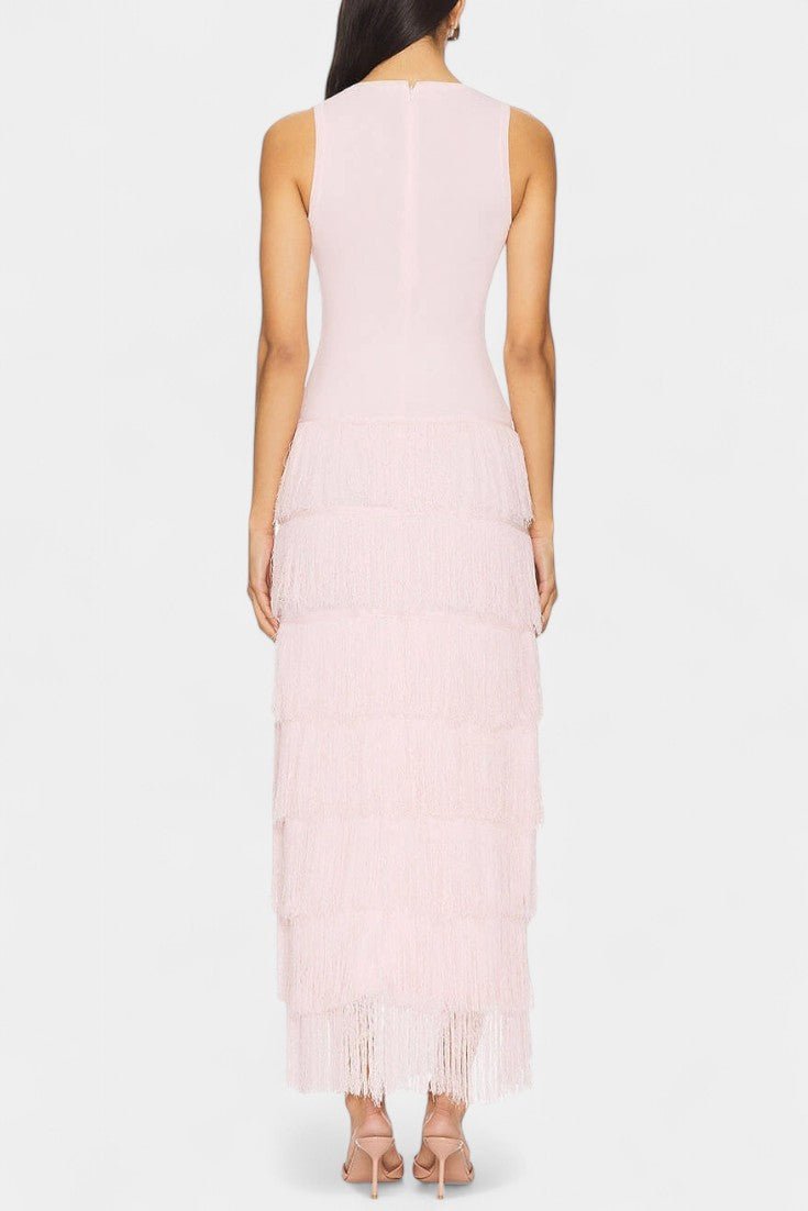 Kalani | Layered Fringe Side-Slit Maxi Dress