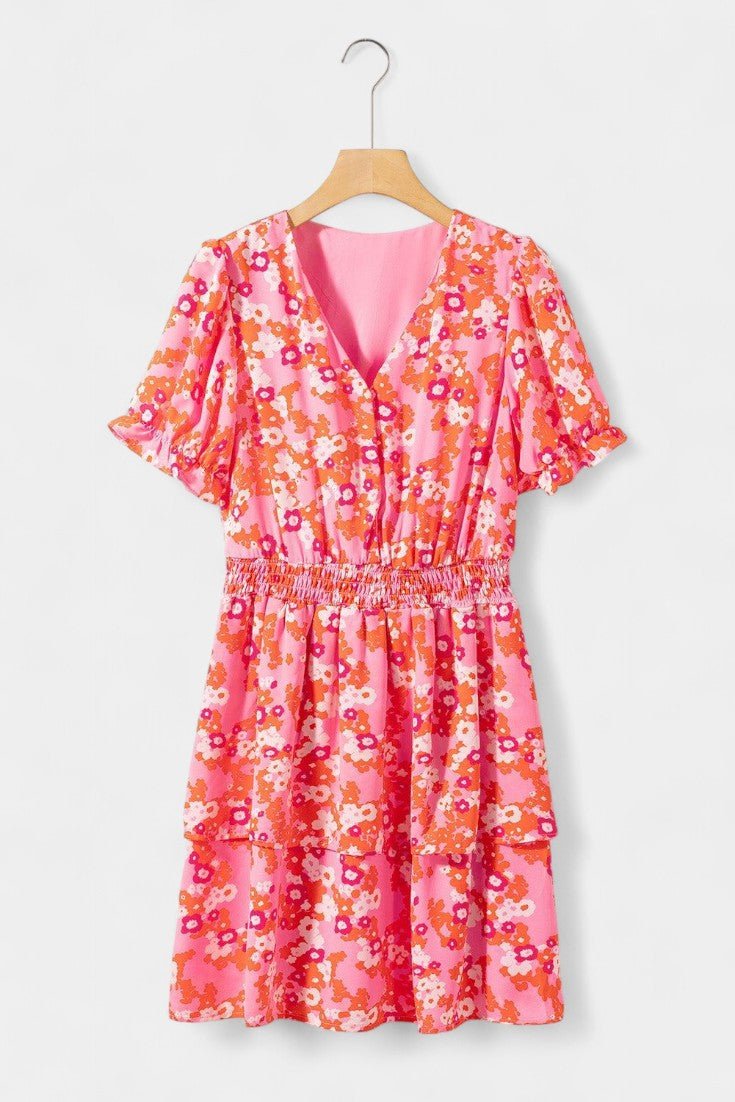 Kimberly | V-Neck Floral Ruffle Dress