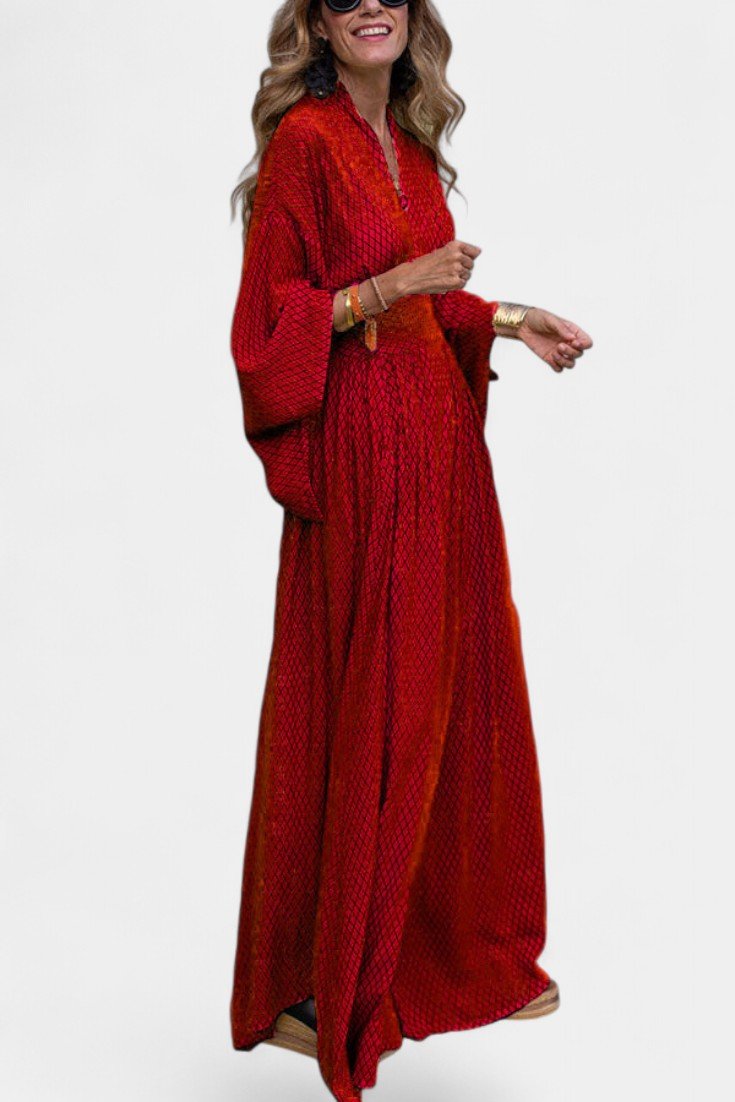 Lamiss | V-Neck Long Sleeve Flowy Maxi Dress