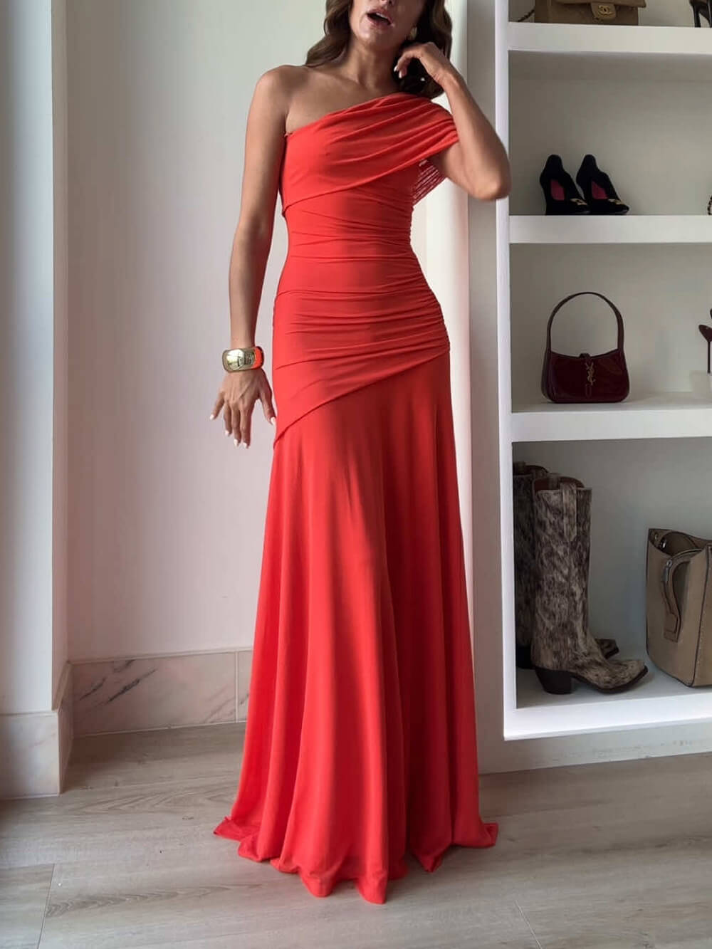 Lena | Mesh Off-Shoulder Maxi Dress