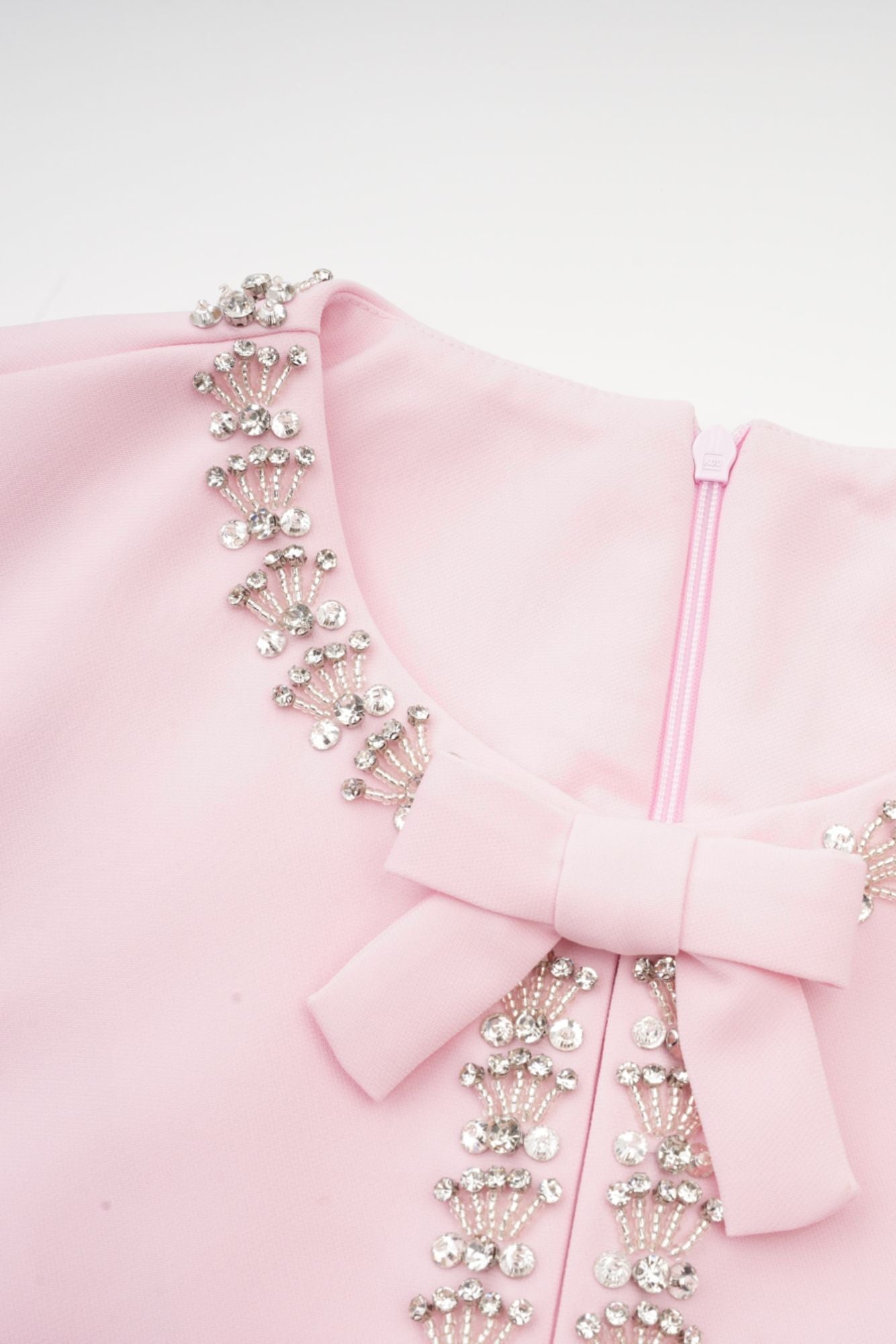Linda | Crystal Bow Flared Midi Dress