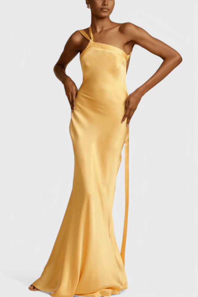 Liora | Backless Diagonal Strap Maxi Dress