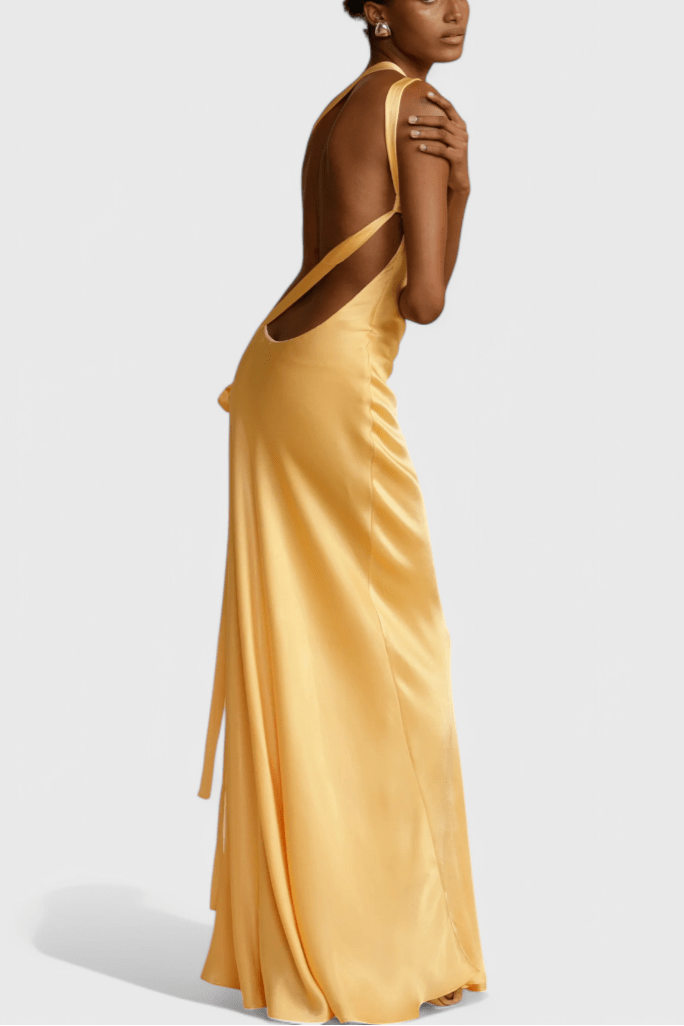 Liora | Backless Diagonal Strap Maxi Dress