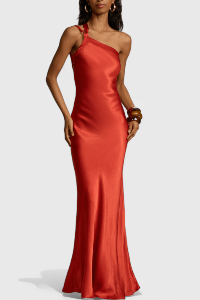 Liora | Backless Diagonal Strap Maxi Dress