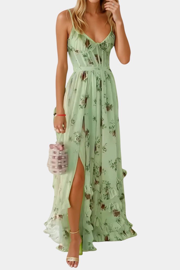 Luna | Floral Corset Maxi Dress