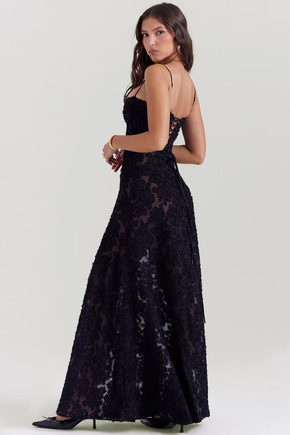 Mabel | Vintage Lace Lamé Dress