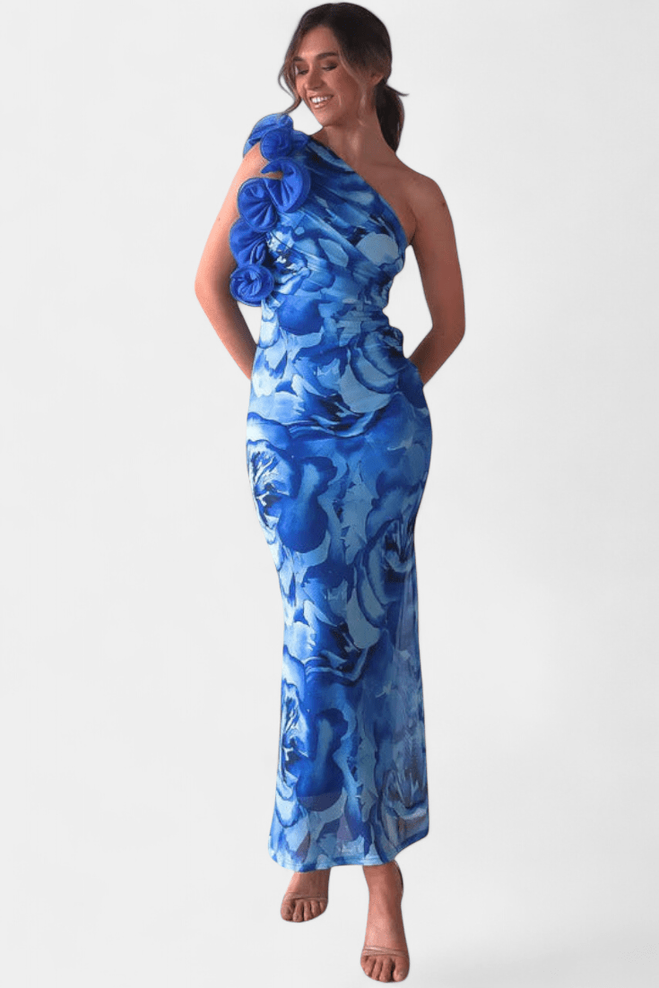 Maëlle | One-Shoulder Floral Detail Maxi Dress