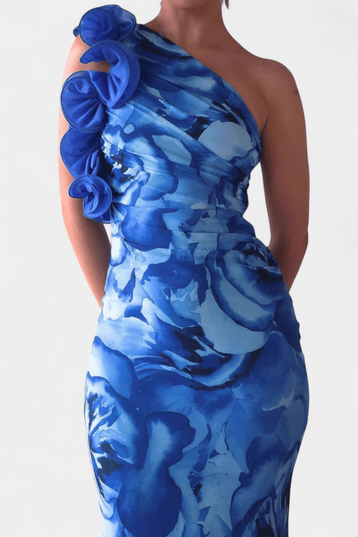 Maëlle | One-Shoulder Floral Detail Maxi Dress