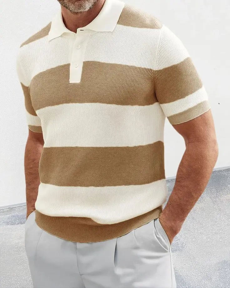 Stratford – Striped Knit Polo Shirt