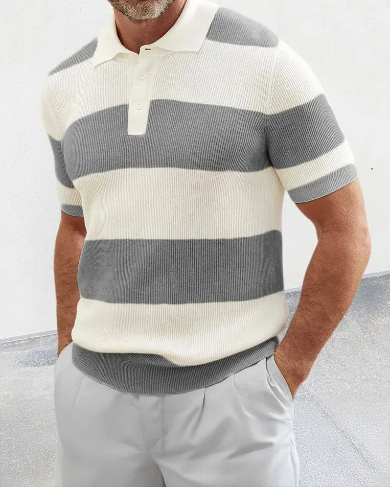 Stratford – Striped Knit Polo Shirt