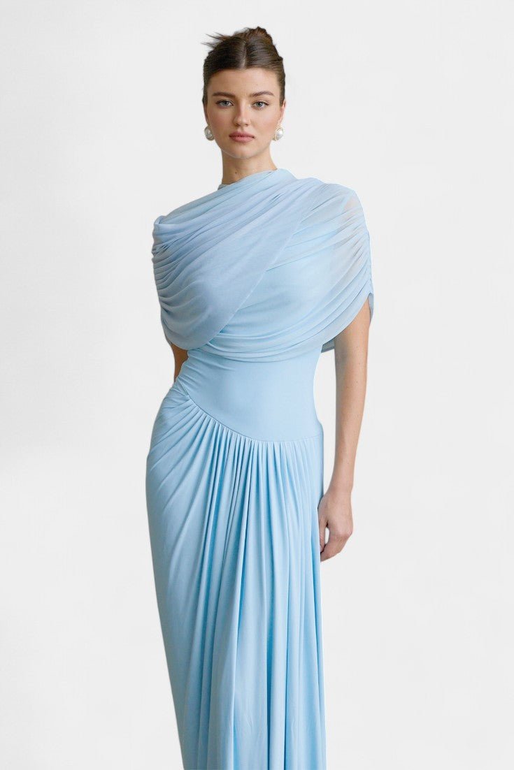 Melisande | Asymmetric Pleated Maxi Dress