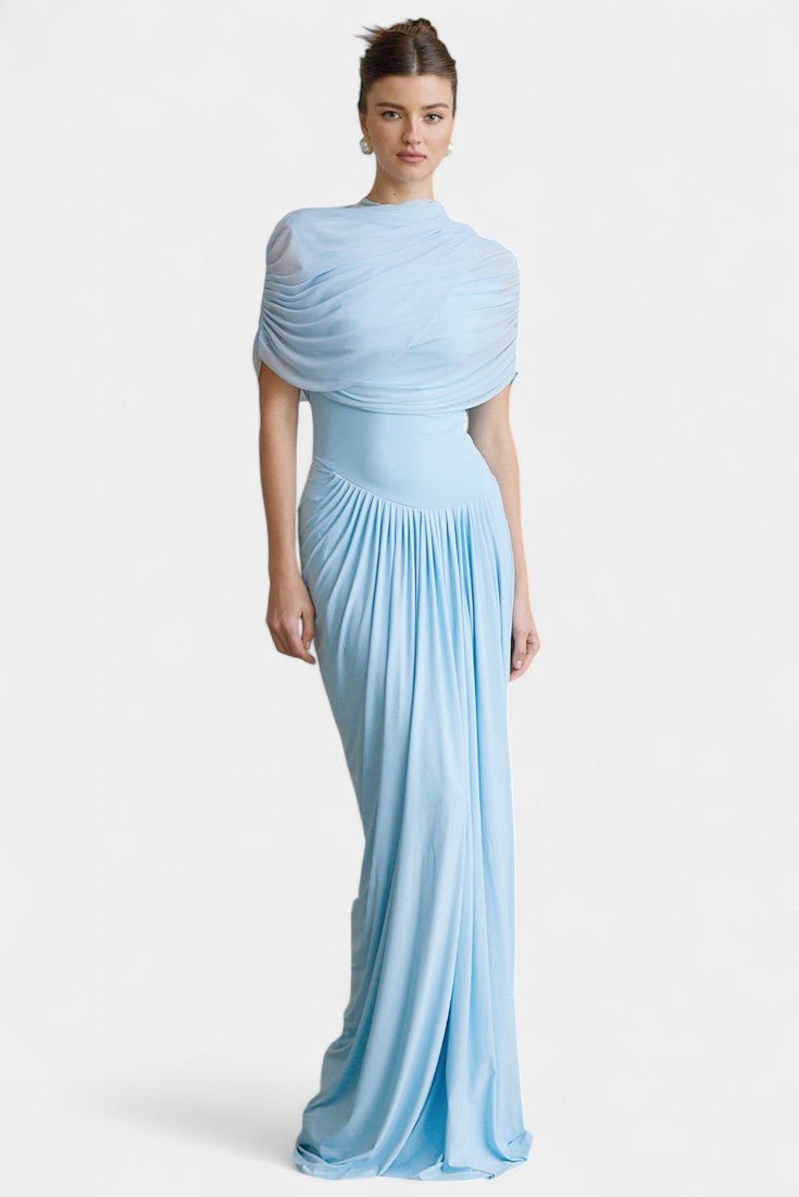 Melisande | Asymmetric Pleated Maxi Dress