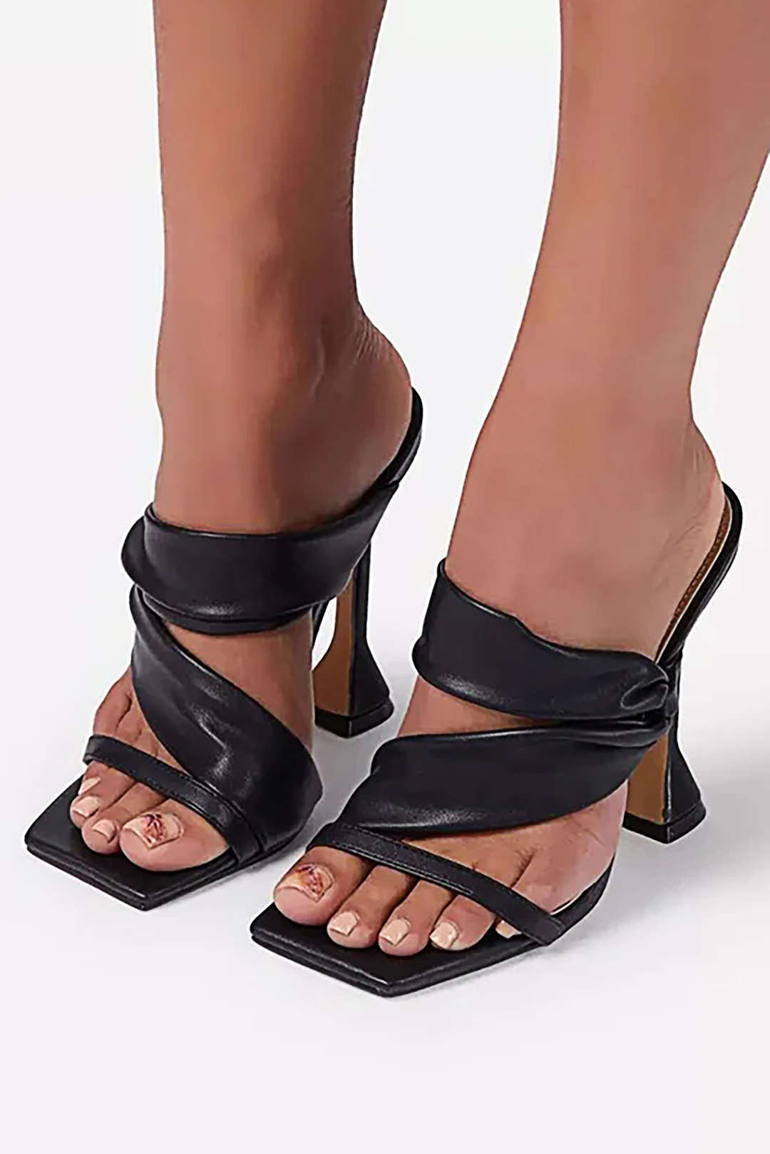 Austell Ruched Square-toe High Heels Sandals