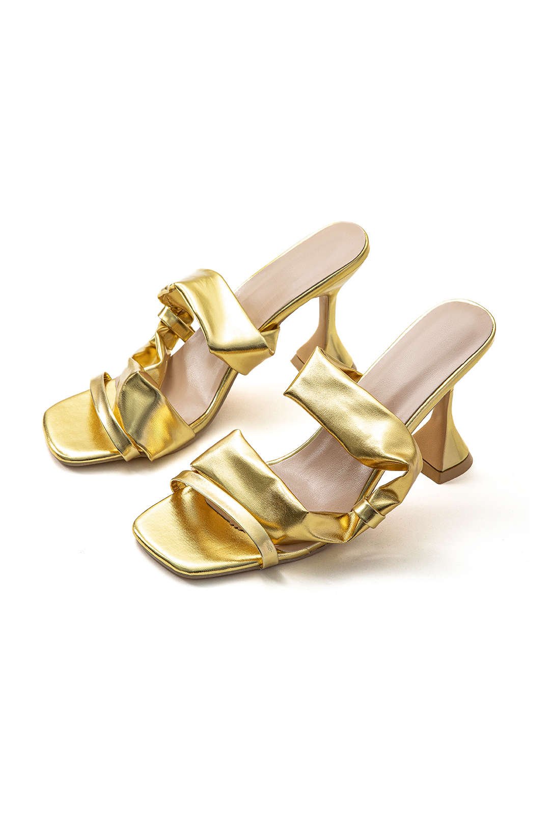 Austell Ruched Square-toe High Heels Sandals