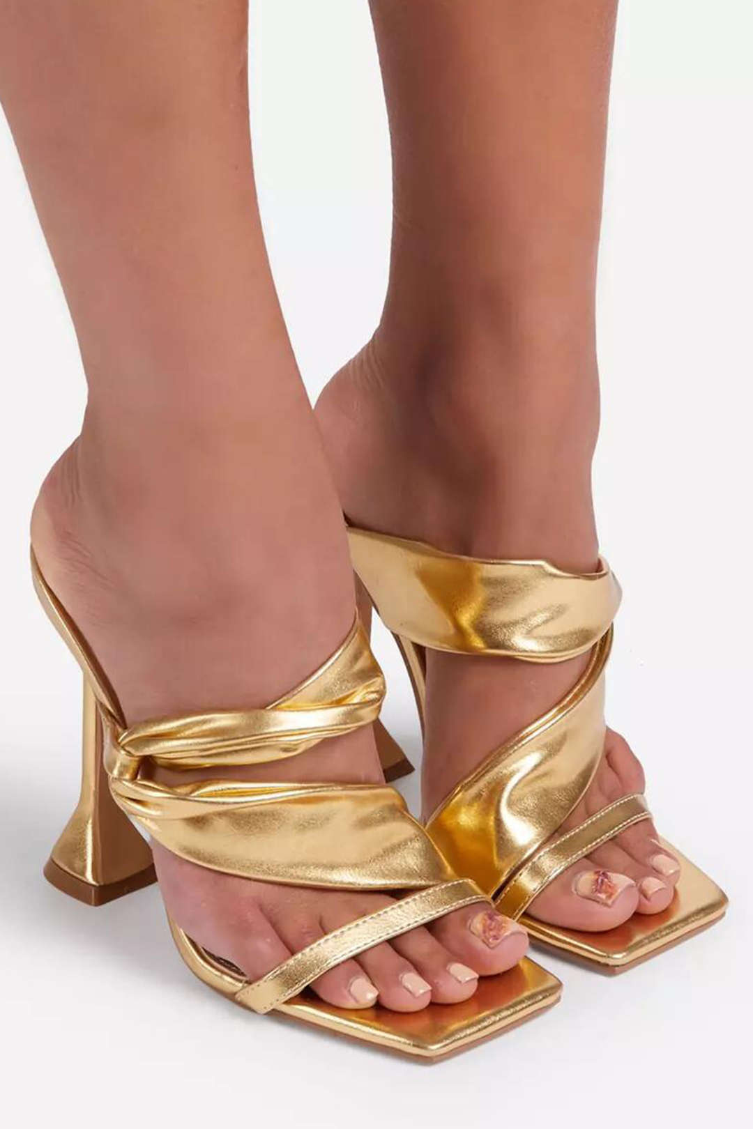 Austell Ruched Square-toe High Heels Sandals