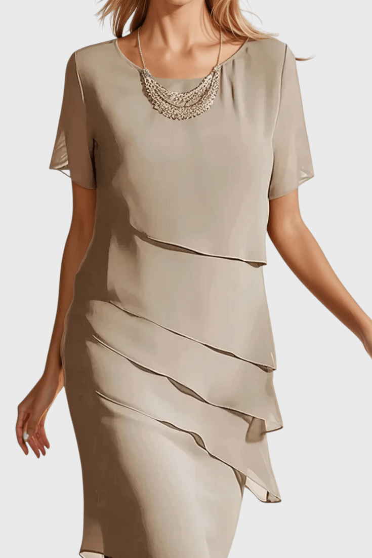 Mia | Elegant Chiffon Frange Dress