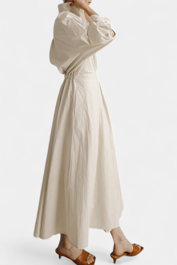 Miriam | Retro Collar Long Sleeve Maxi Dress