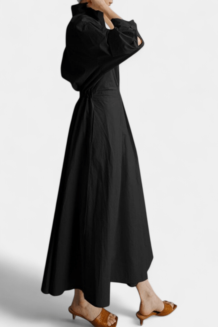 Miriam | Retro Collar Long Sleeve Maxi Dress