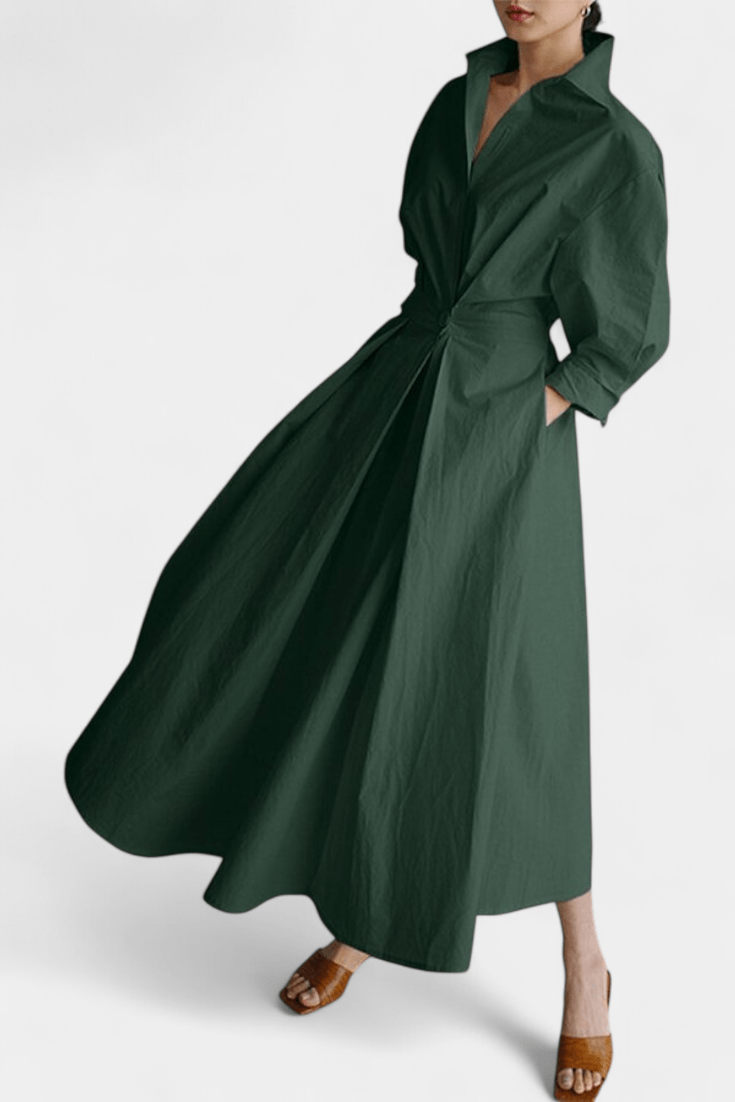 Miriam | Retro Collar Long Sleeve Maxi Dress