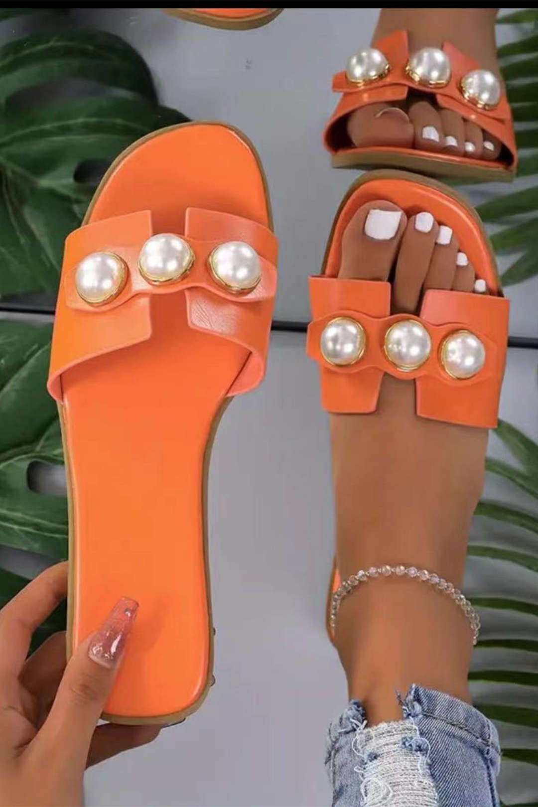 Pearl Luxe Flat Slides